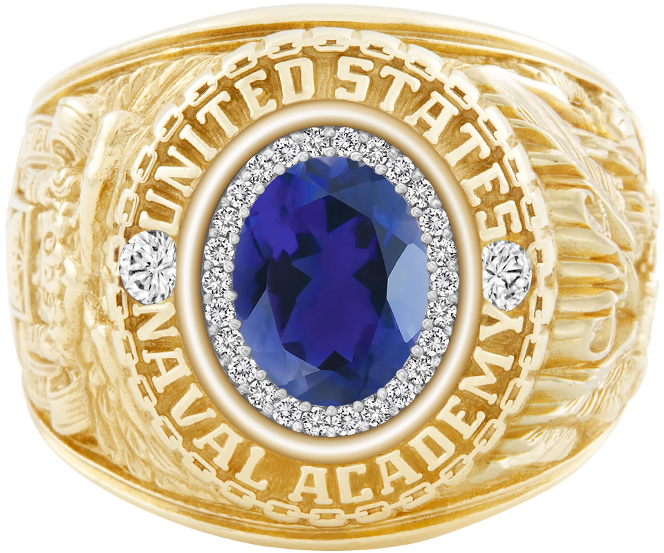 USNA Class Ring Mod ProPlus M26 Iolite Diamond Dividers