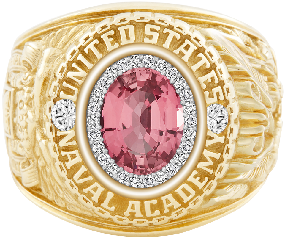 USNA Class Ring Mod ProPlus M26 Pink Sapphire Diamond Dividers