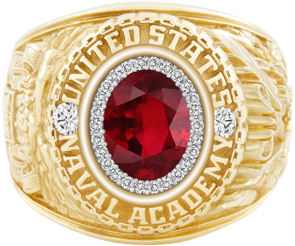 USNA Class Ring Mod ProPlus M26 Ruby Diamond Dividers