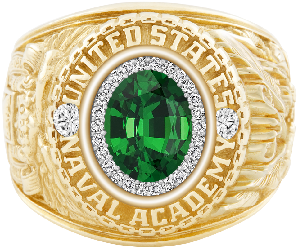 USNA Class Ring Mod ProPlus M26 Tsavorite Diamond Dividers