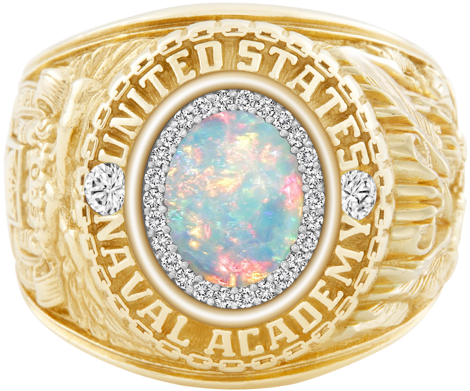 USNA Class Ring Mod ProPlus M26 White Opal Diamond Dividers