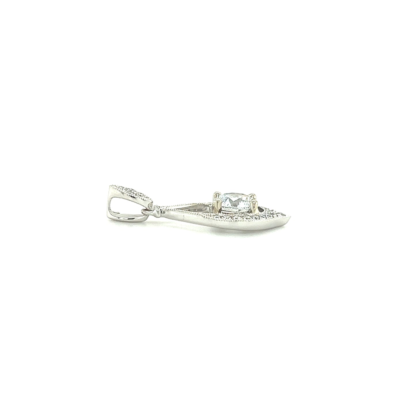 Round Diamond Pendant with 0.60ctw of Diamonds in 14K White Gold Pendant Flat Side View