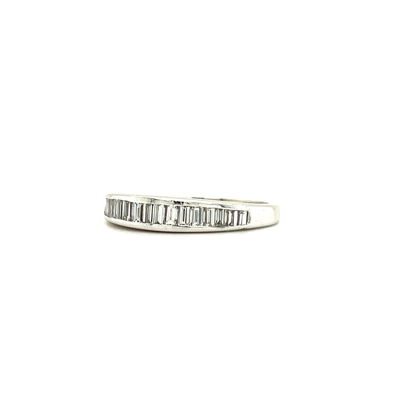 Baguette Diamond Ring with Seventeen Diamonds in 14K White Gold Right Side View