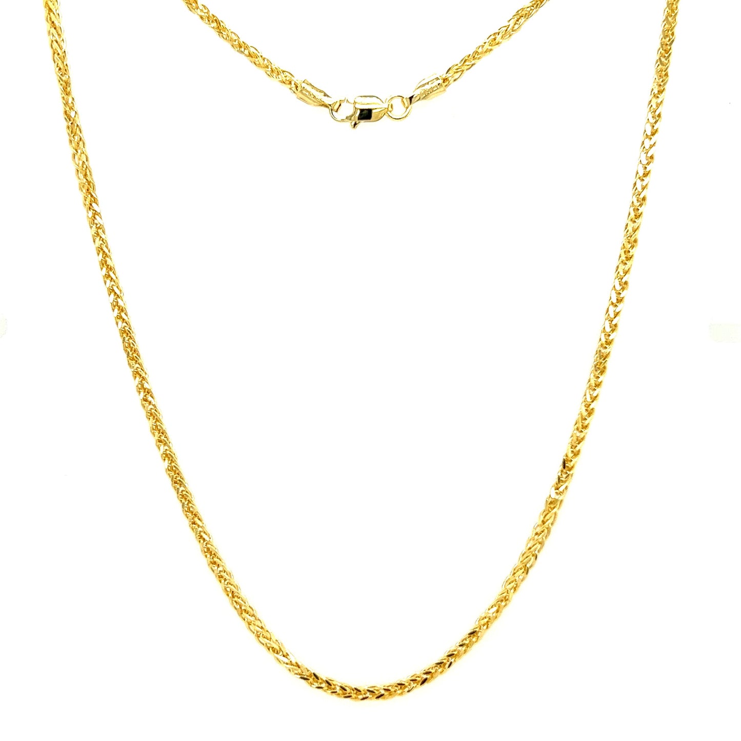 Square Wheat Chain 2.2mm with 20in of Length in 14K Yellow Gold Full Chain View