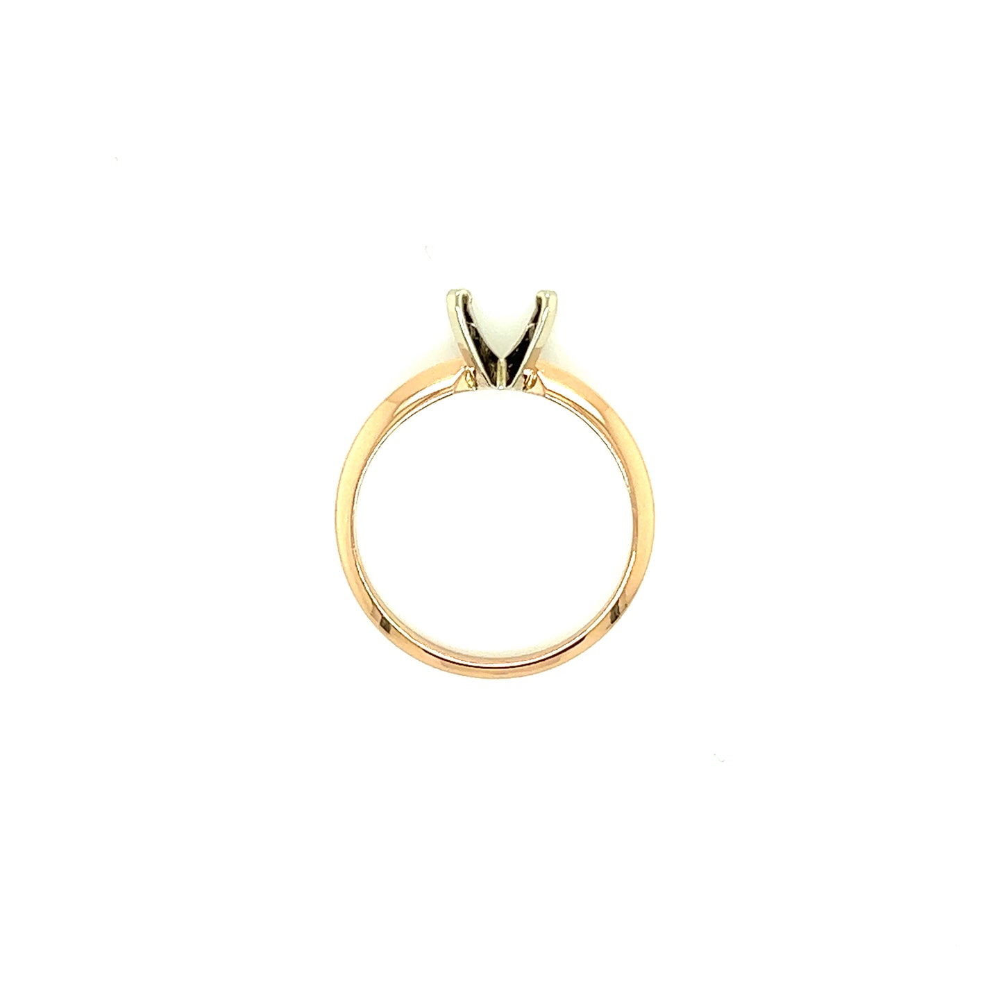 Solitaire Engagement Setting with 14K White Gold Prong Head in 14K Rose Gold Top View