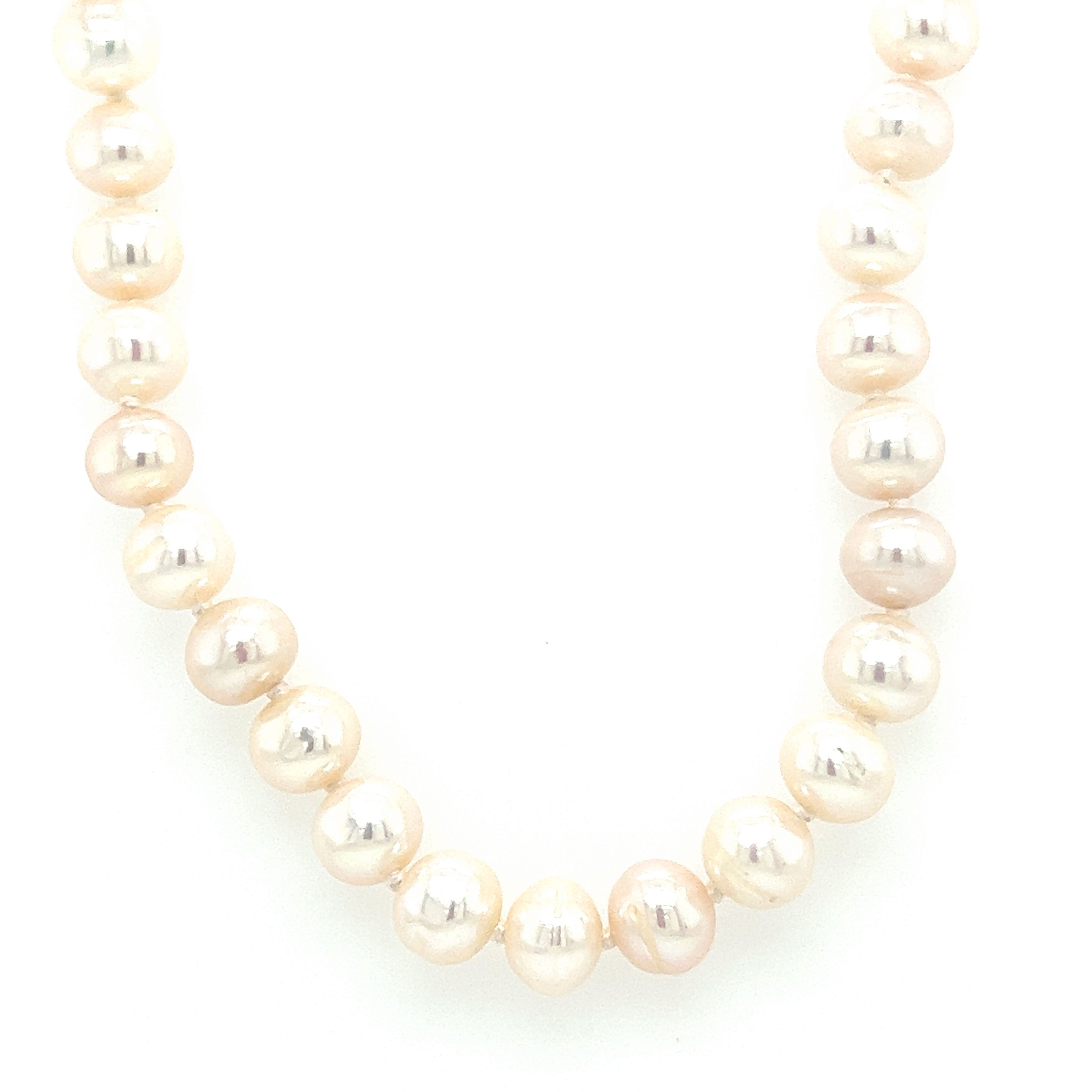 Cultured White Freshwater Pearl Necklace with 14K Yellow Gold