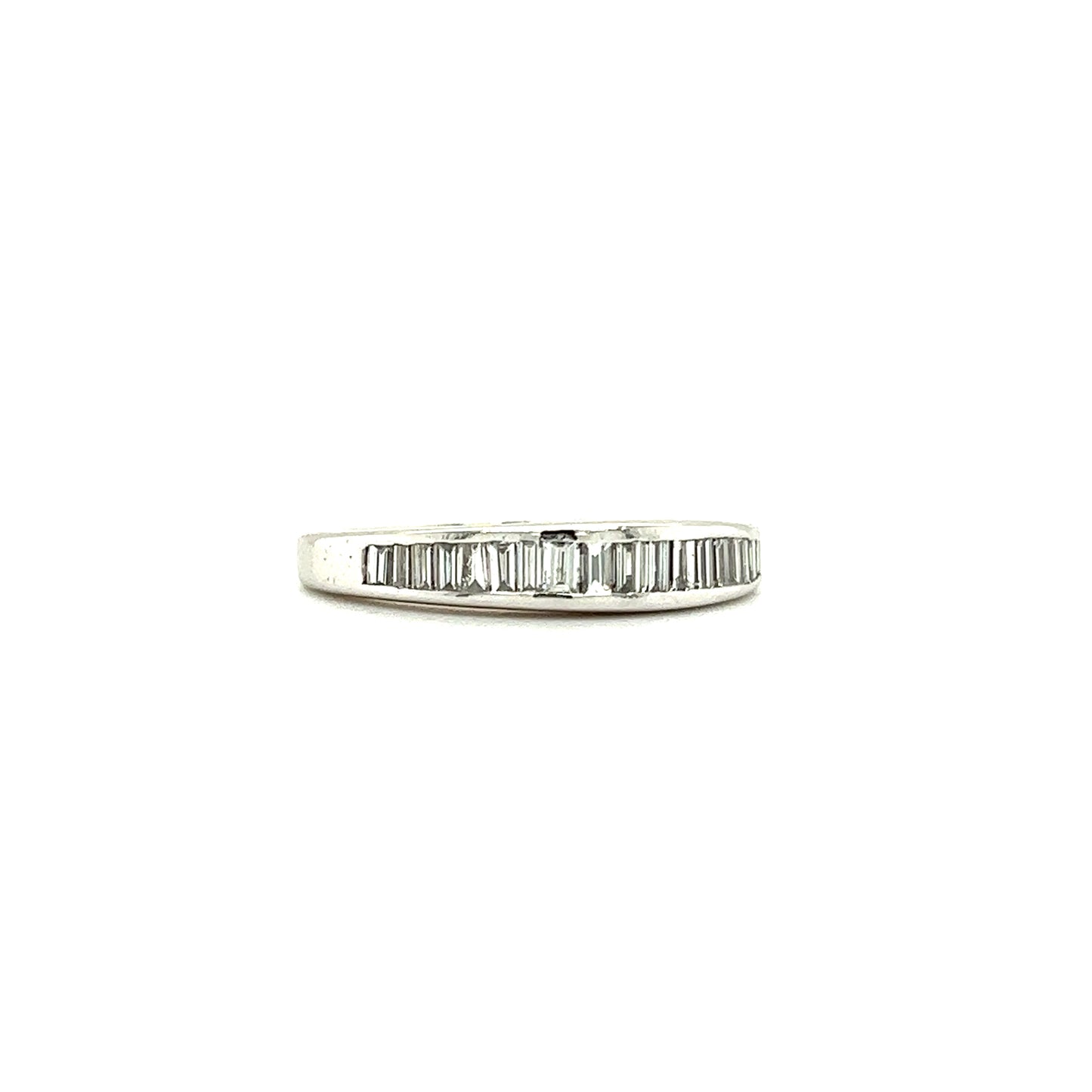 Baguette Diamond Ring with Seventeen Diamonds in 14K White Gold Left Side View