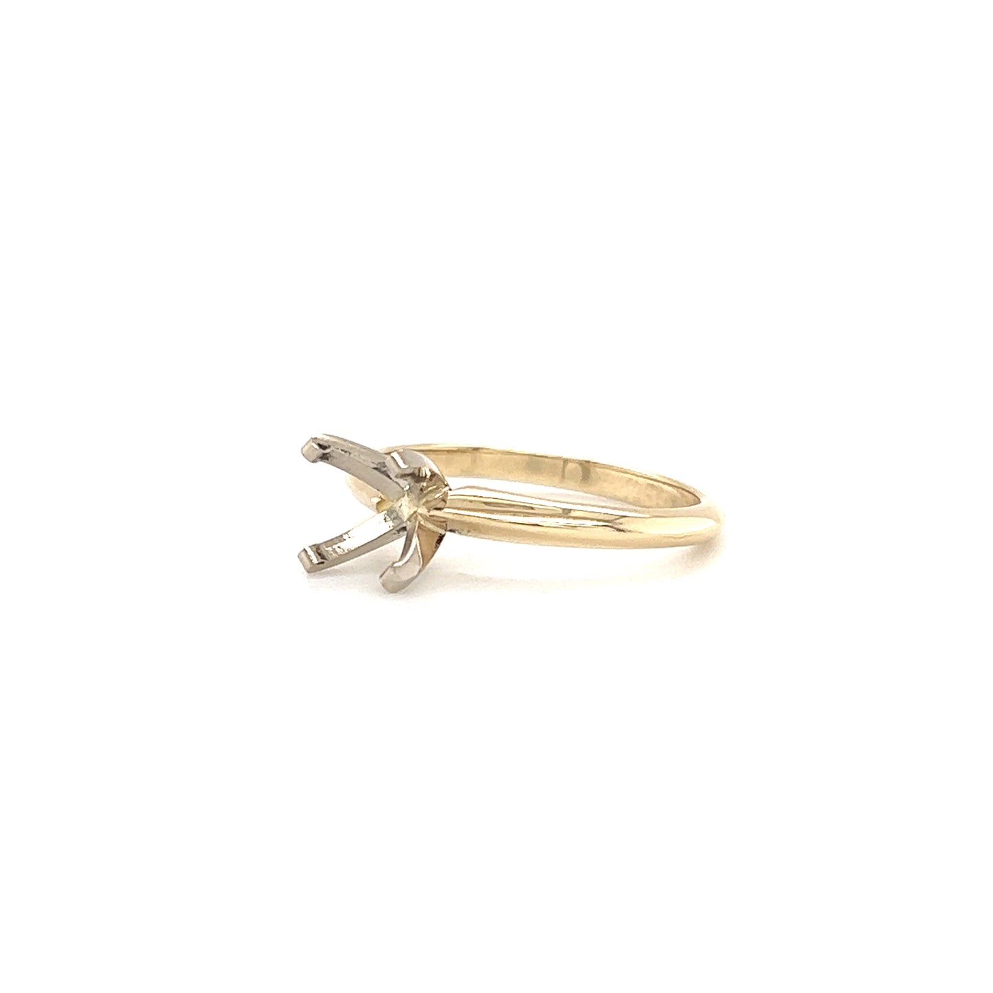 Solitaire Ring Setting with 4 Prong Head in 14K Yellow Gold Right Side View