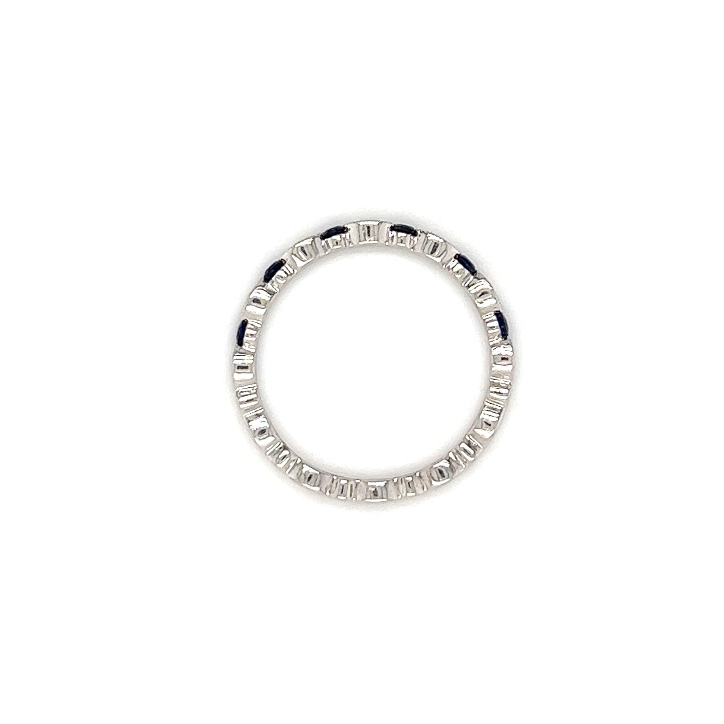 Sapphire Ring with 0.18ctw of Sapphires and Side Diamonds in 18K White Gold Top View