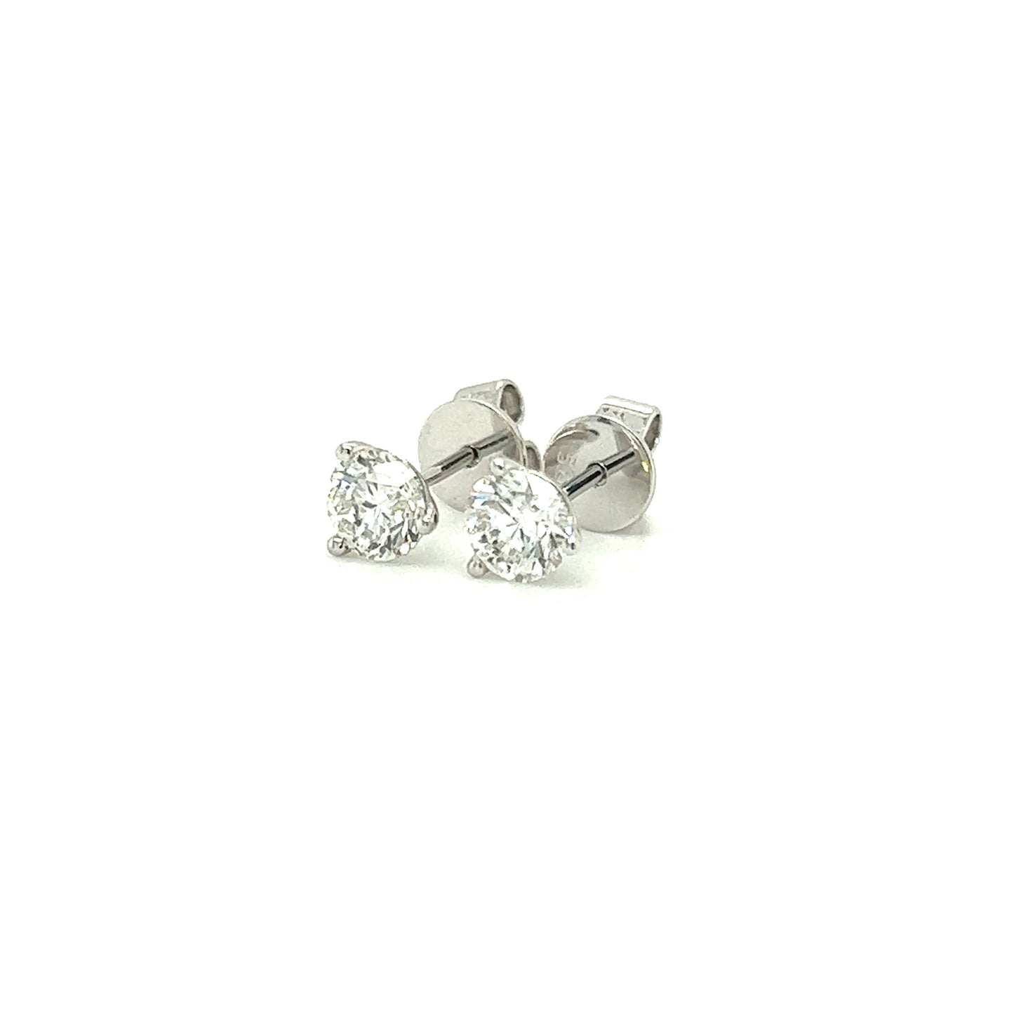 Diamond Stud Earrings with 0.75ctw of Diamonds in 14K White Gold Right Side View