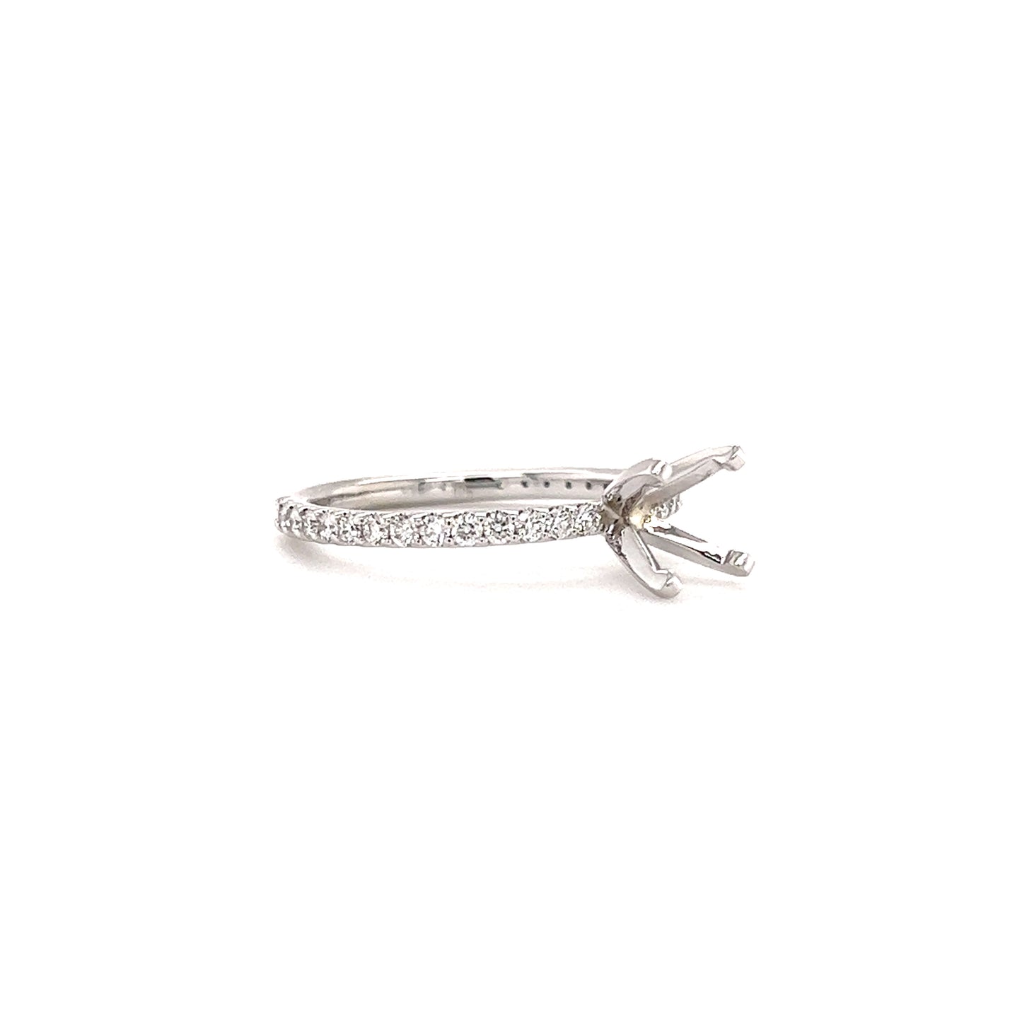 Solitaire Ring Setting with 0.37ct of Diamonds in 14K White Gold Left Side View