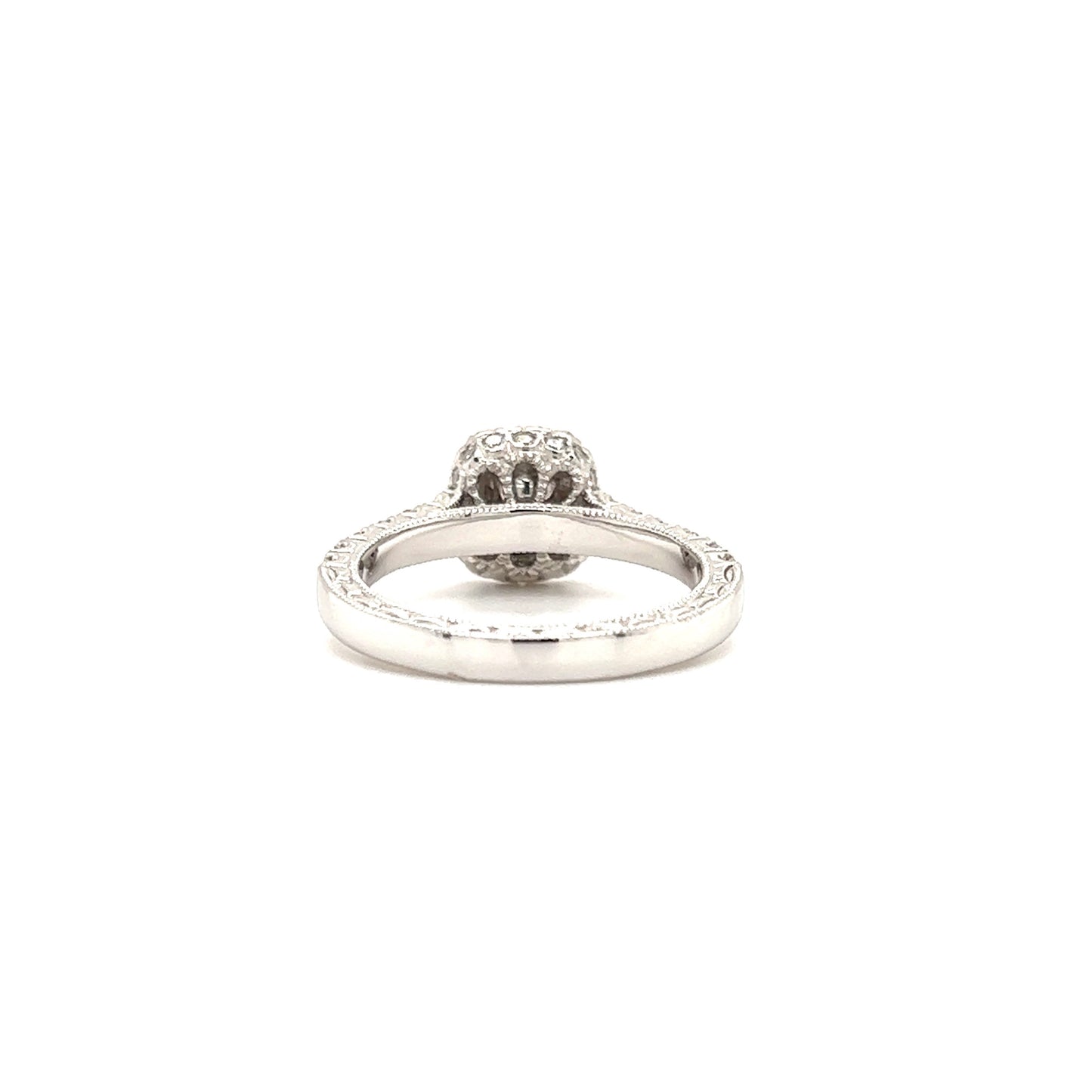 Yellow Diamond Ring with Forty-Two Diamonds in 18K White Gold Back Side Details