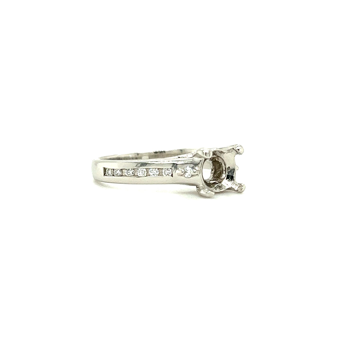 Diamond Ring Setting with Fourteen Diamonds in Platinum Left View