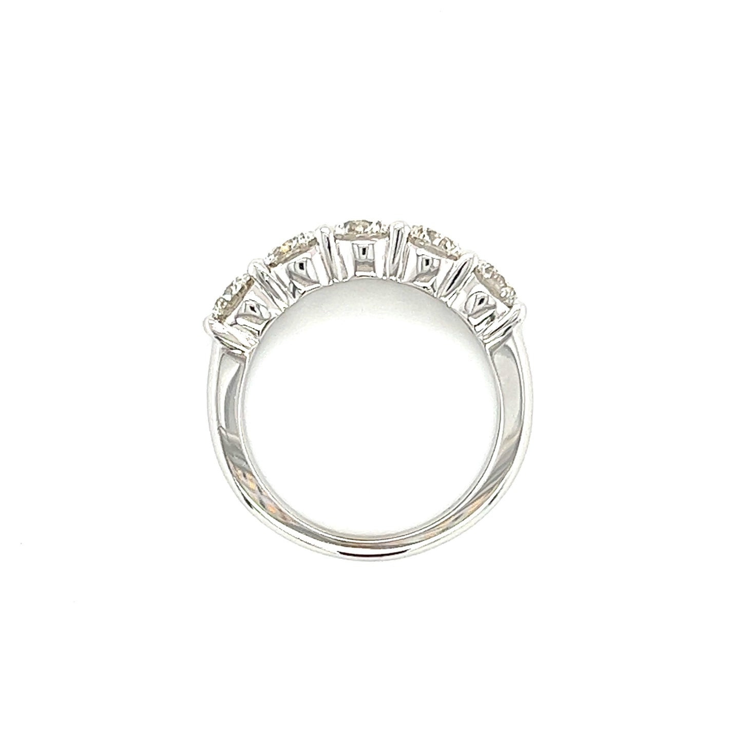 Diamond Wedding Ring with Five Round Diamonds in 14K White Gold Top View
