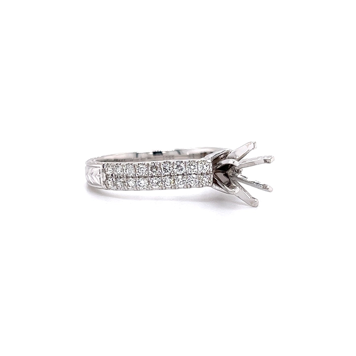 Six Prong Ring Setting with 0.56ct of Diamonds in 14K White Gold Left Side View