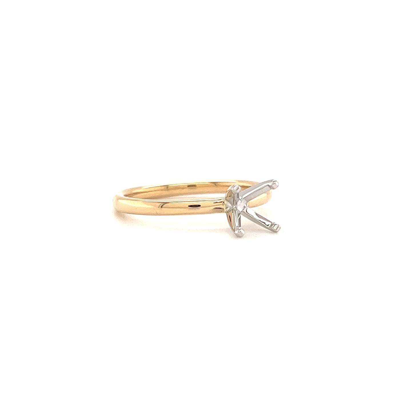 Solitaire Ring Setting with Four Prong Head in 14K Yellow Gold Left Side View