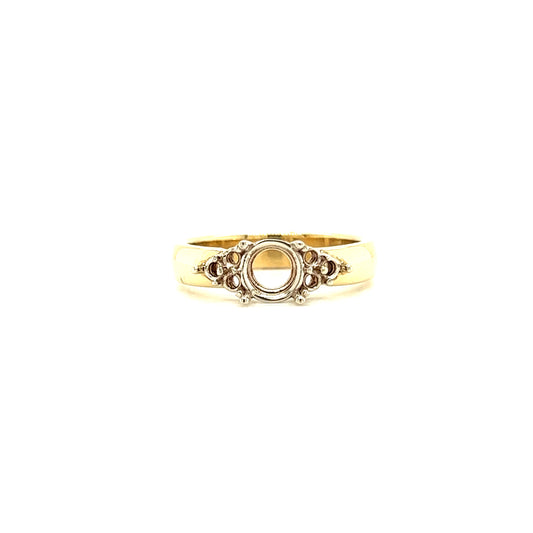 Cluster Engagement Setting with Four Prong Head in 14K Yellow Gold Front View