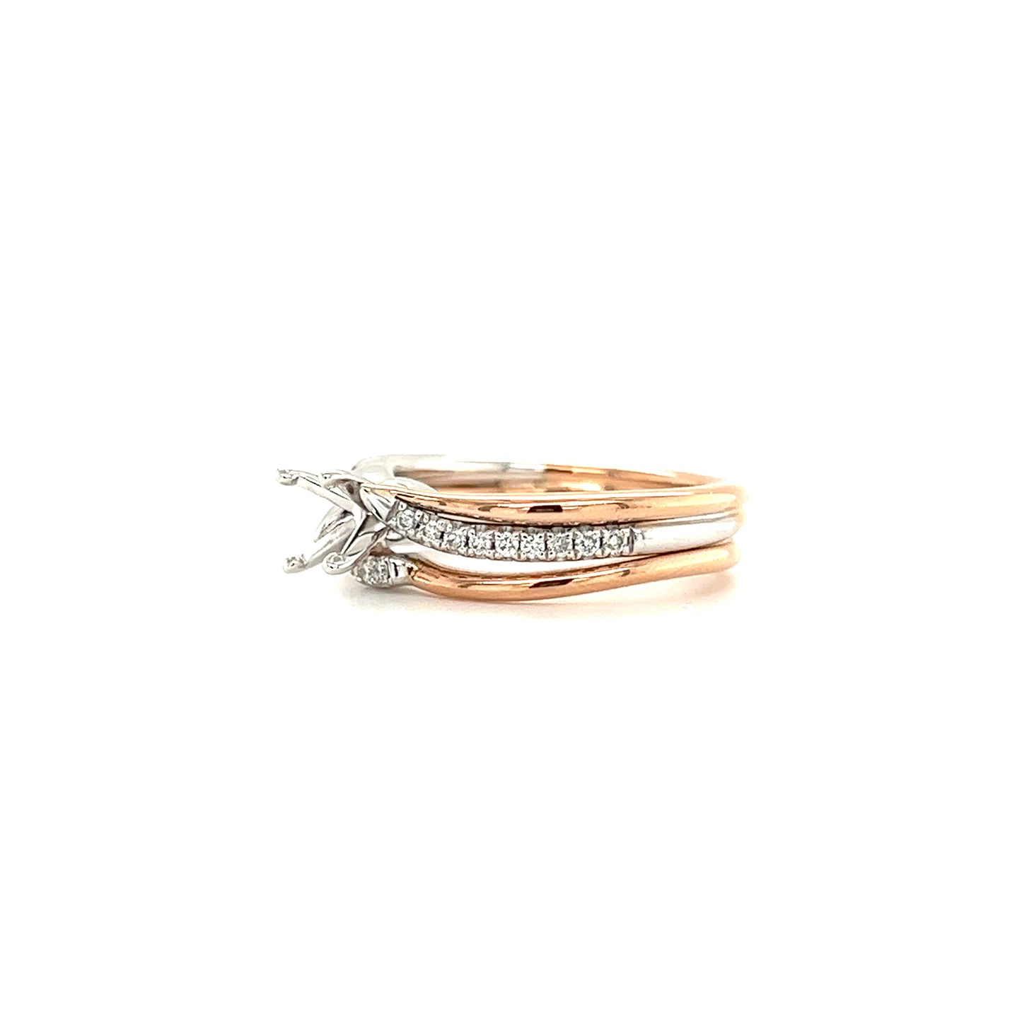 Bypass Wedding Set with 0.2ctw of Diamonds in 14K Rose and White Gold Right Side View
