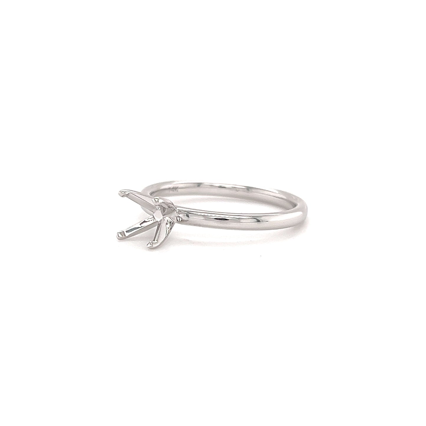 Solitaire Ring Setting with Four Prong Head in 14K White Gold Right Side View