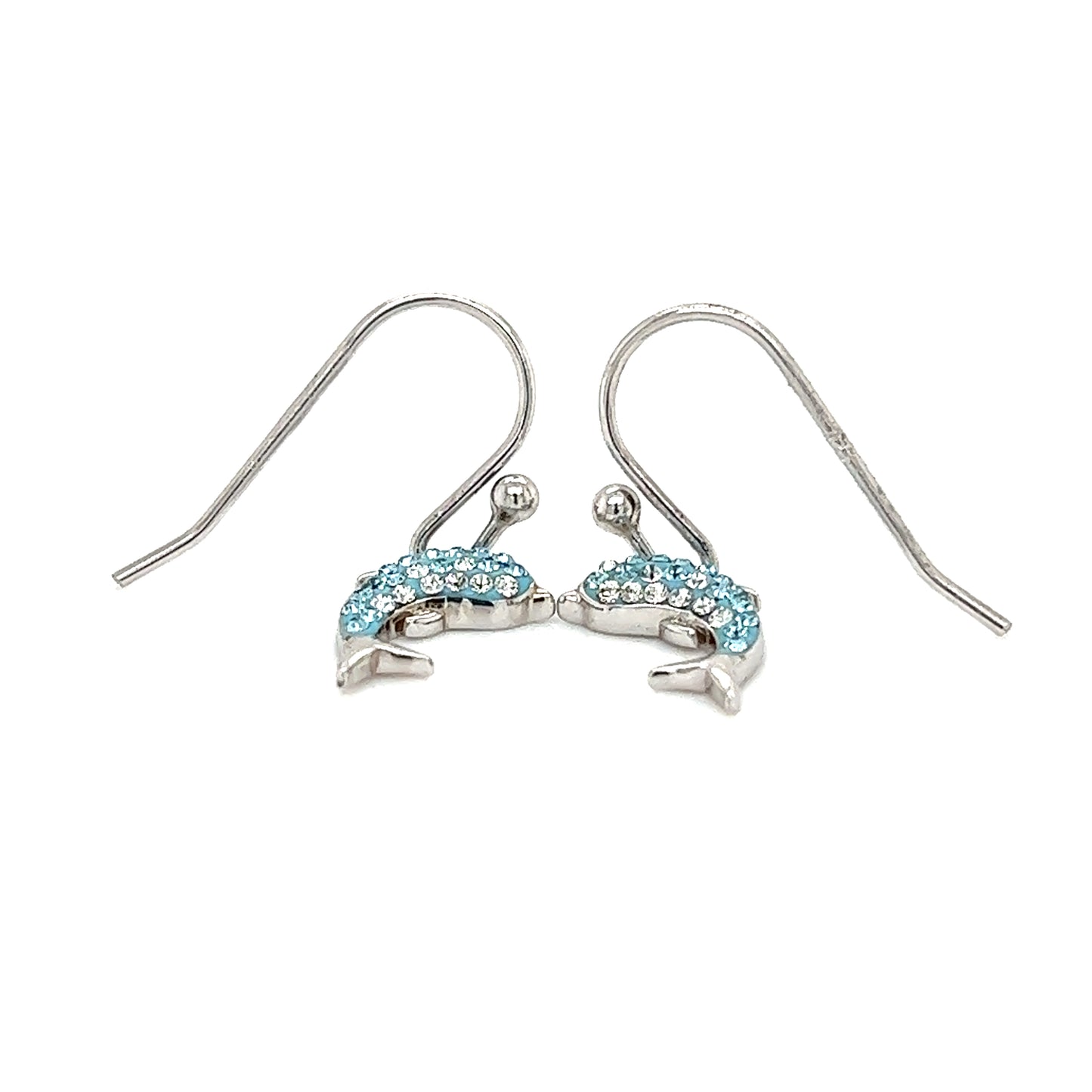 Dolphin Dangle Earrings in Sterling Silver Front View
