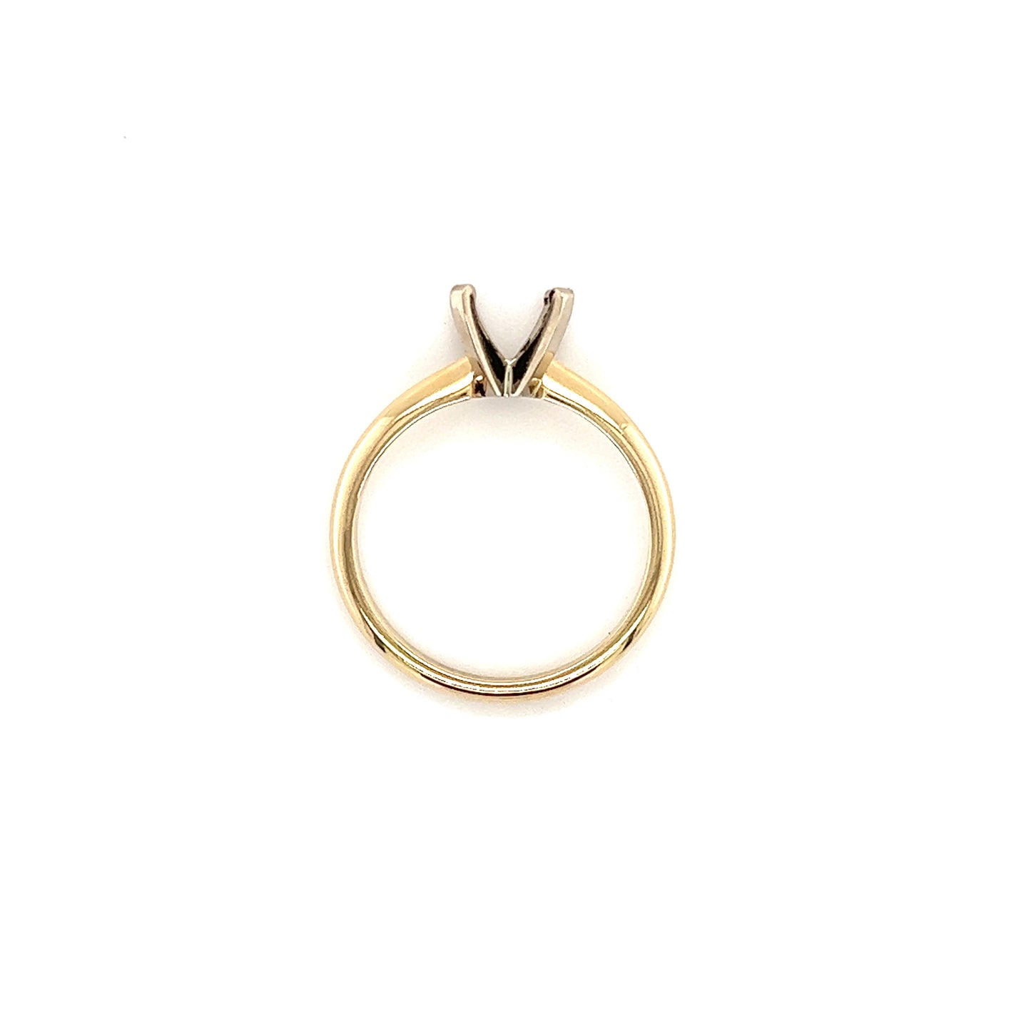 Solitaire Ring Setting with 4 Prong Head in 14K Yellow Gold Top View