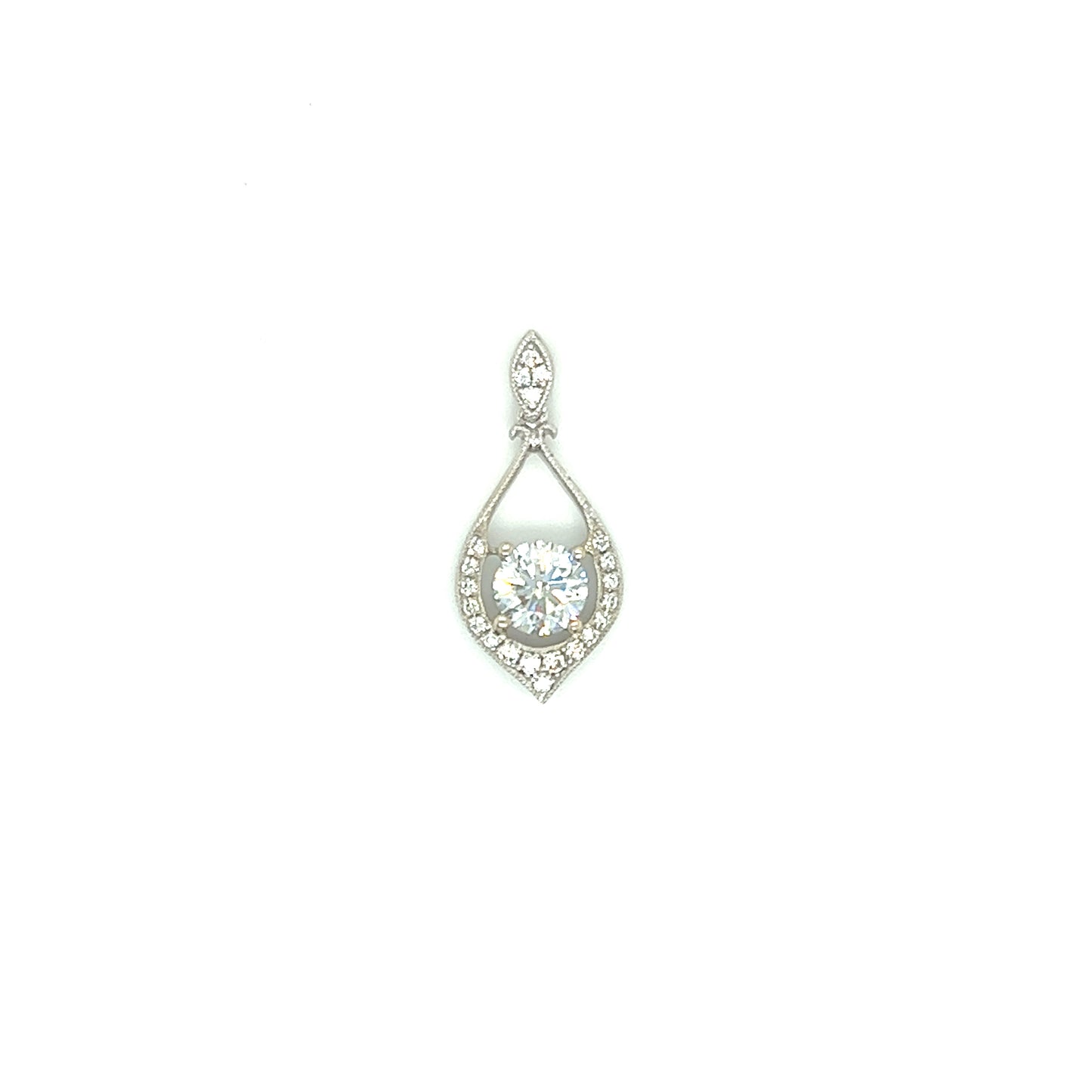 Round Diamond Pendant with 0.60ctw of Diamonds in 14K White Gold Pendant Front View