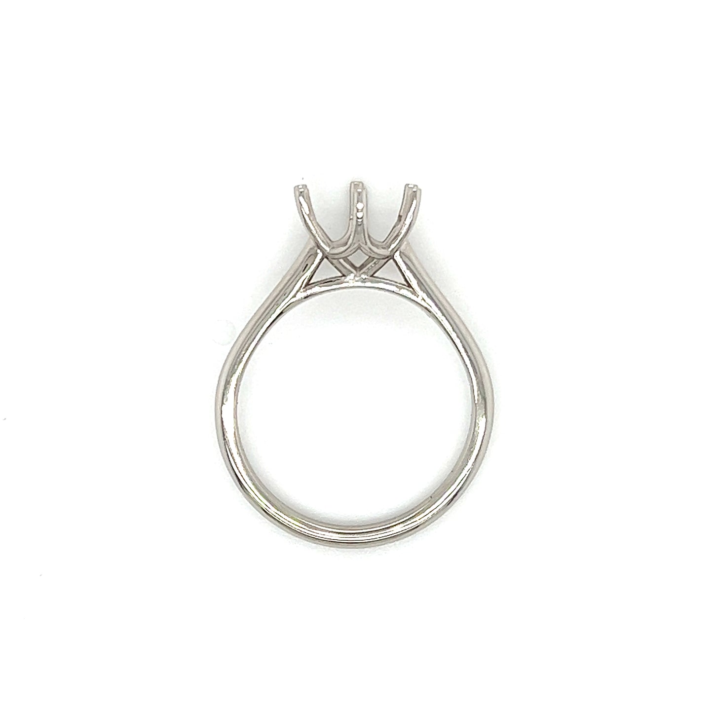 Oval Solitaire Ring Setting with Six Prong Head in Platinum Top View