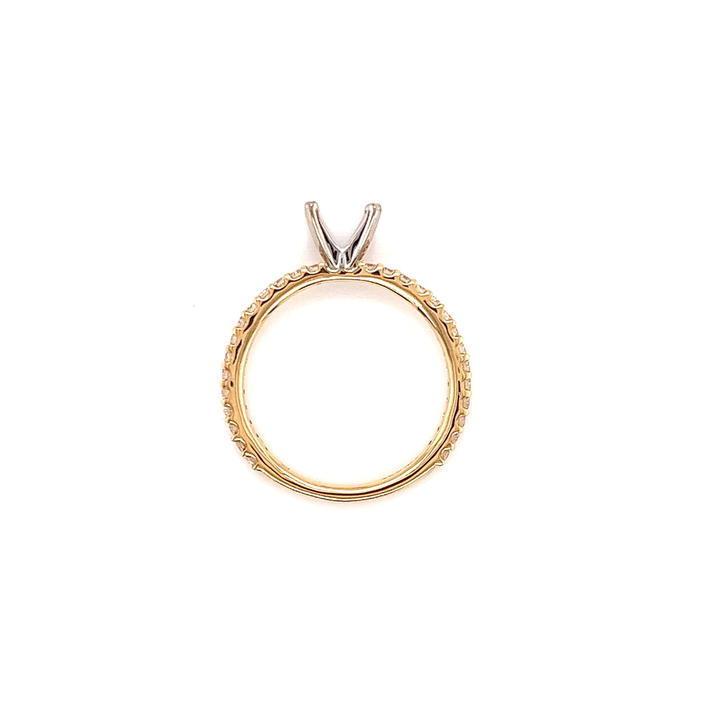 Solitaire Ring Setting with 0.37ct of Diamonds in 14K Yellow Gold Top View