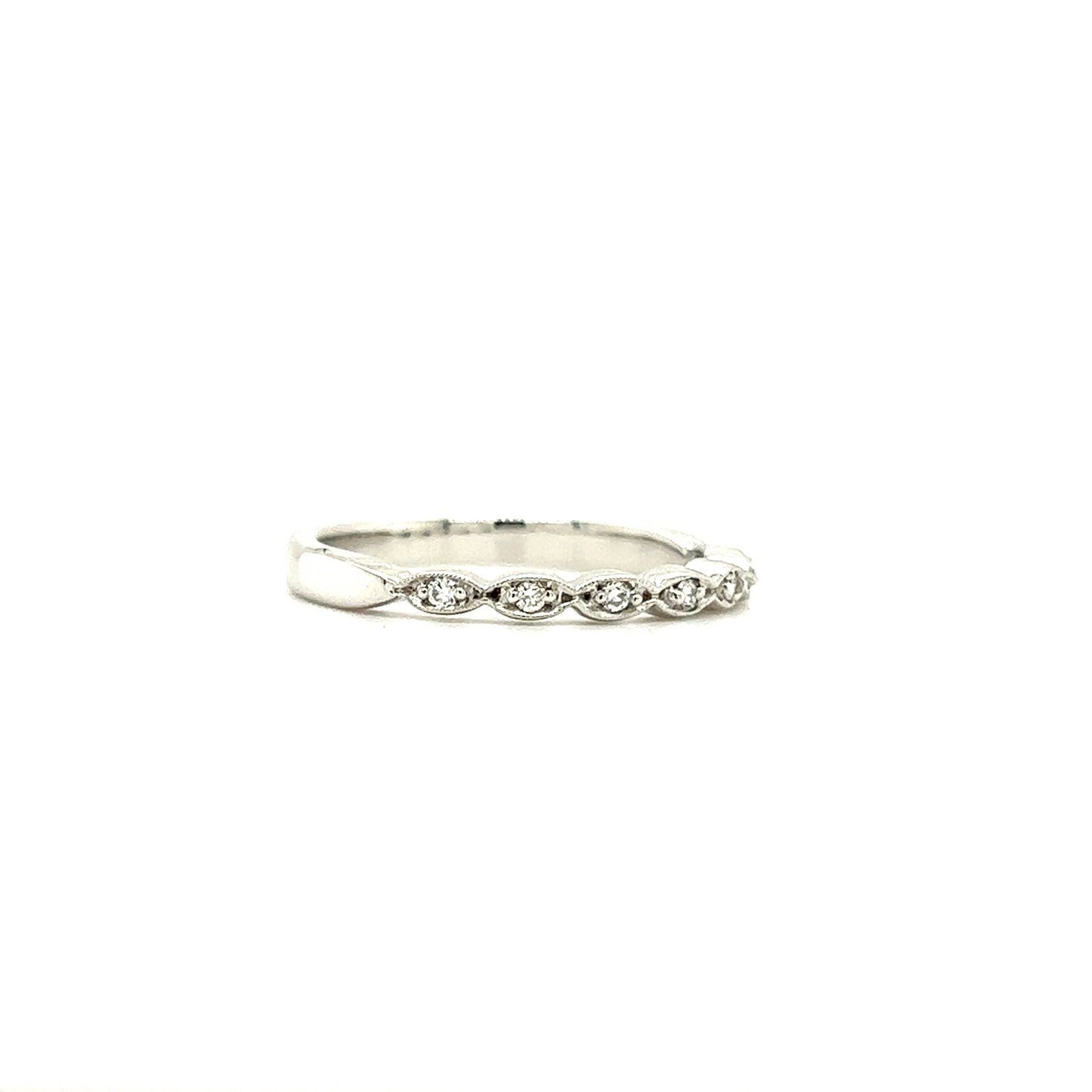 Wavy Diamond Ring with 0.07ctw Diamonds in 14K White Gold Left Side View