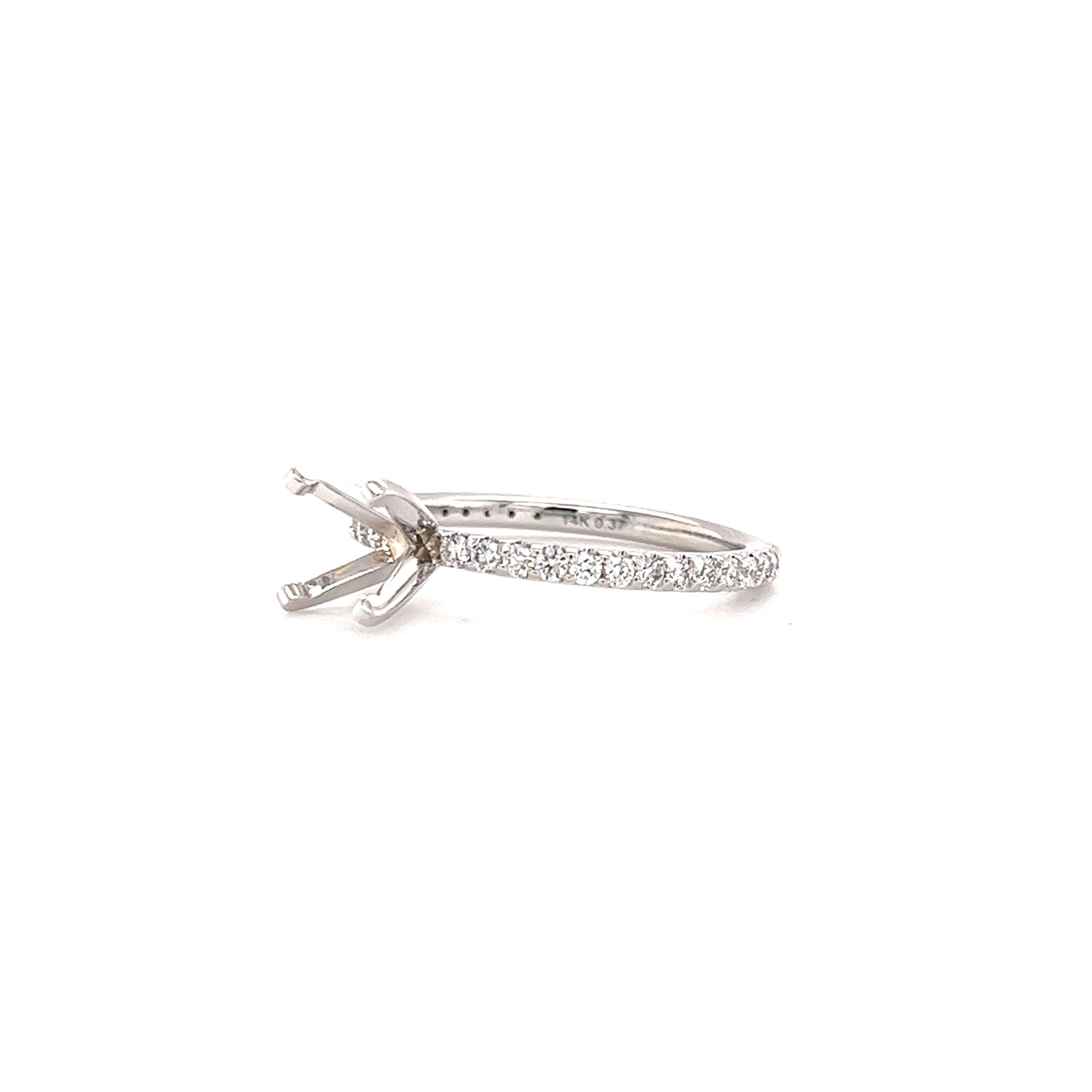 Solitaire Ring Setting with 0.37ct of Diamonds in 14K White Gold Right Side View