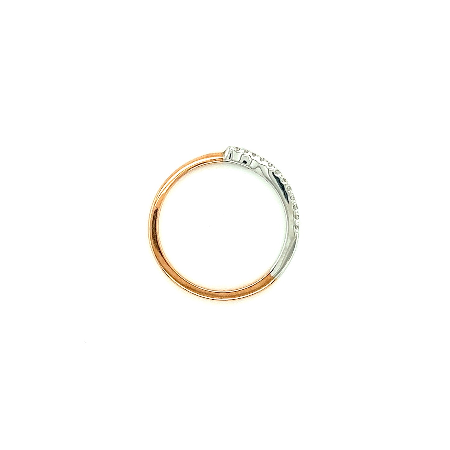 Bypass Wedding Set with 0.2ctw of Diamonds in 14K Rose and White Gold Wedding Ring Top View