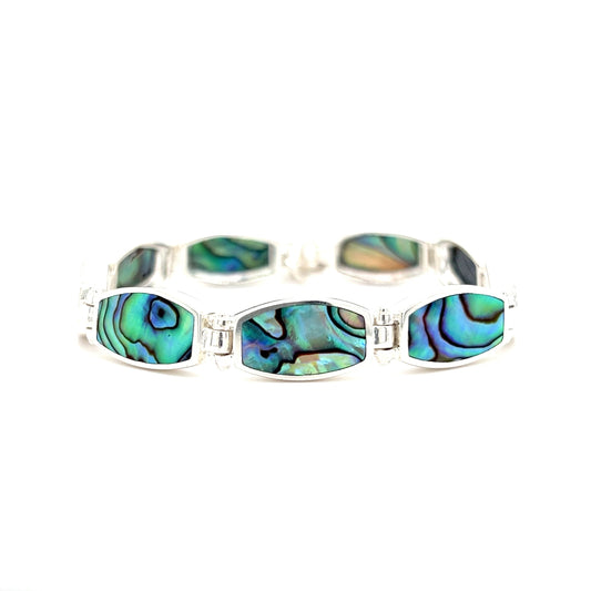 Abalone Shell Bracelet in Sterling Silver. Links Front View