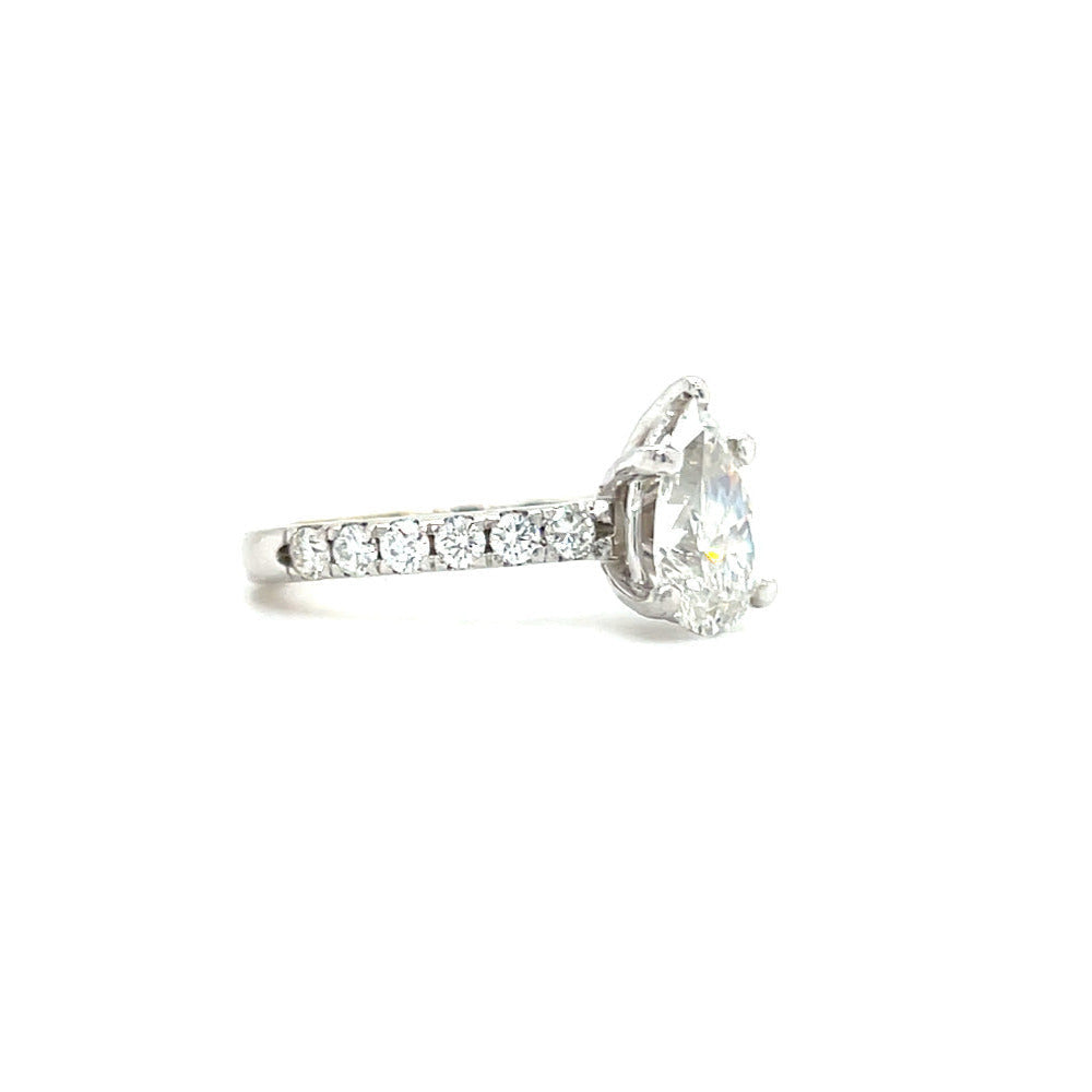 Accented Diamond Ring with 1.26ct Lab-Grown Diamond in 14K White Gold. Left Side View.
