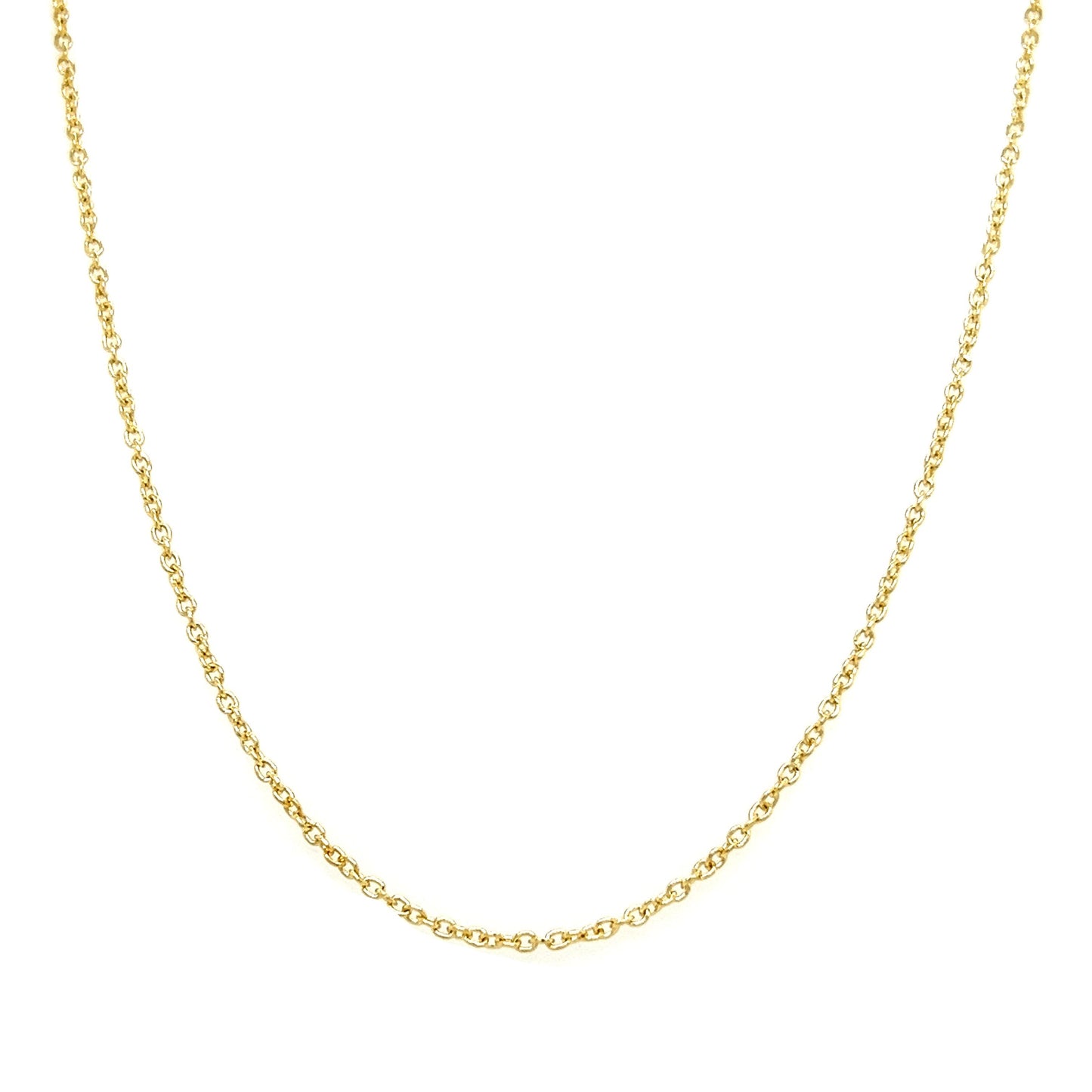 Cable Chain 1.4mm in 10K Yellow Gold Chain. Front View