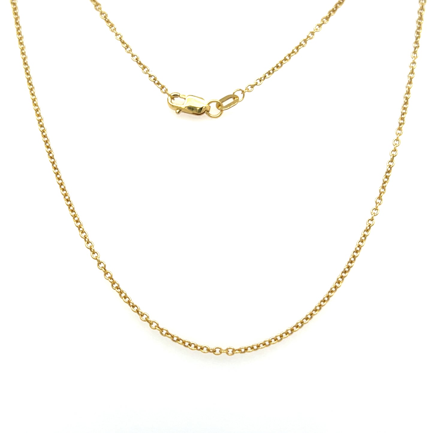 Cable Chain 1.5mm with 16in of Length in 14K Yellow Gold. Full Chain View