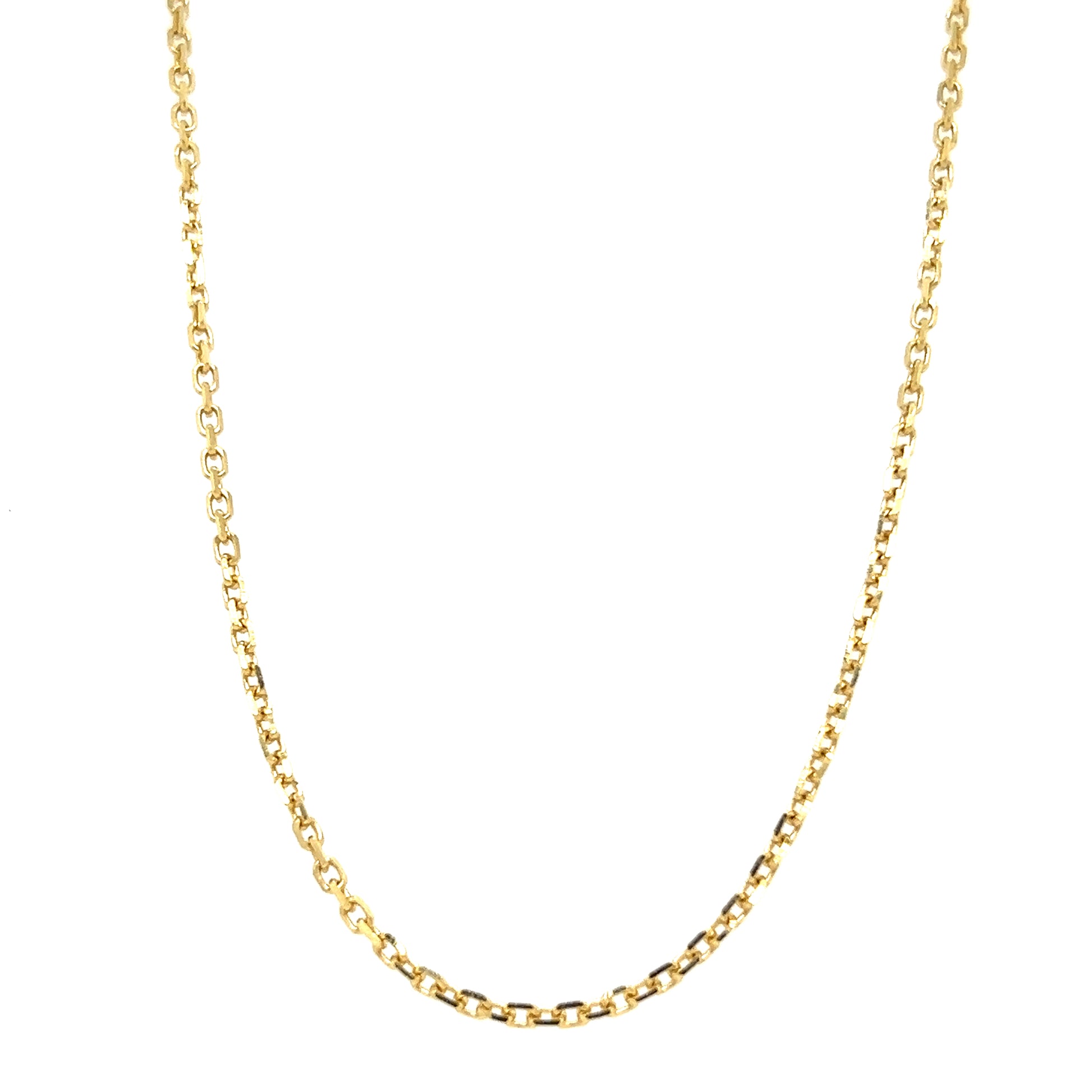 Diamond-cut Cable Chain 1.9mm with 16in of Length in 14K Yellow Gold. Front View