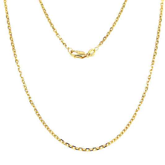 Diamond-cut Cable Chain 1.9mm with 16in of Length in 14K Yellow Gold. Full Chain Front View