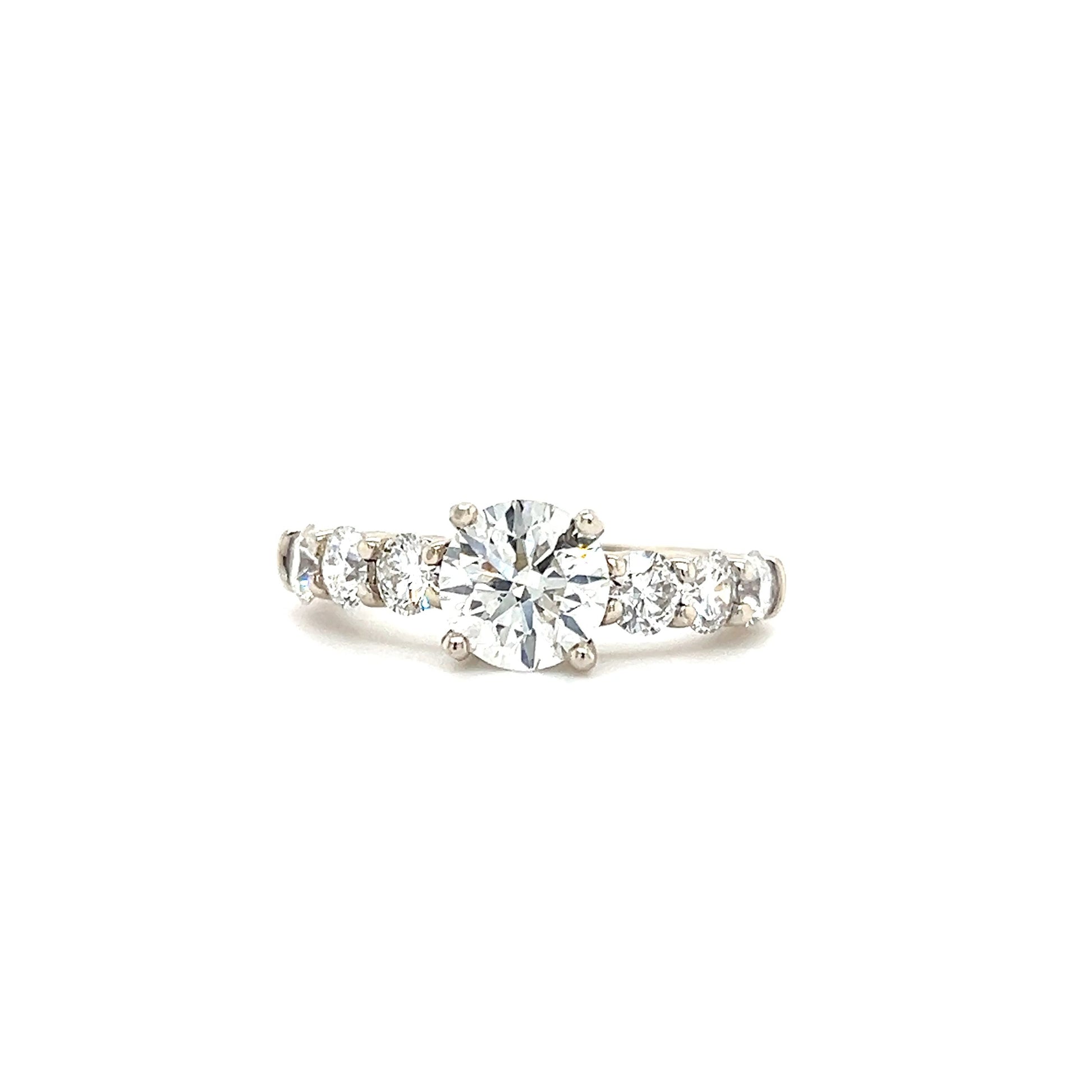 Diamond Ring with 2.43ctw of Diamonds in 14K White Gold. Front View.