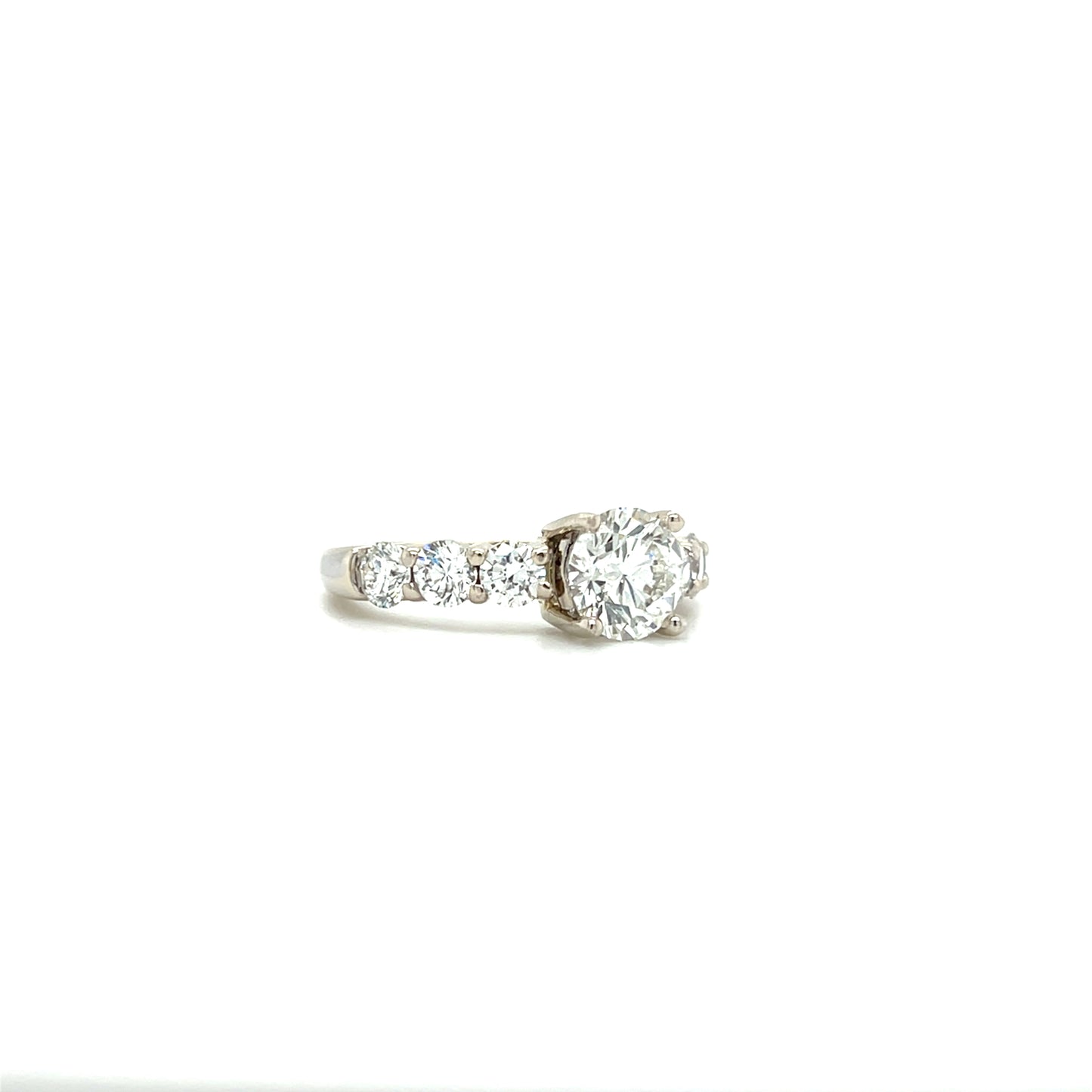 Diamond Ring with 2.43ctw of Diamonds in 14K White Gold. Left Side View.