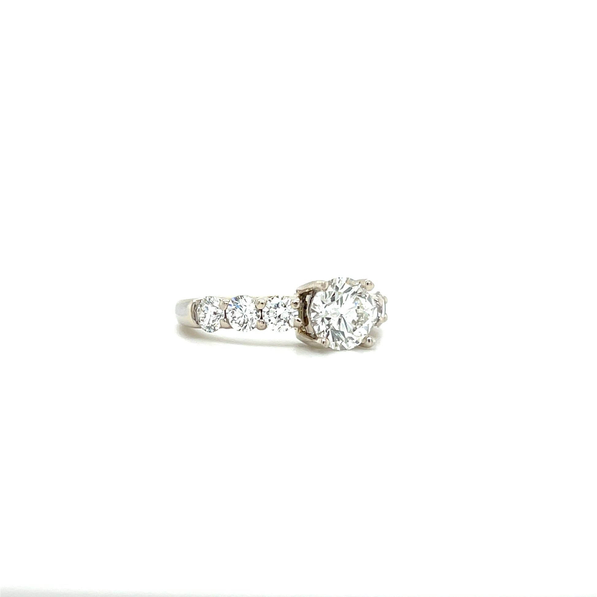 Diamond Ring with 2.43ctw of Diamonds in 14K White Gold. Left Side View.