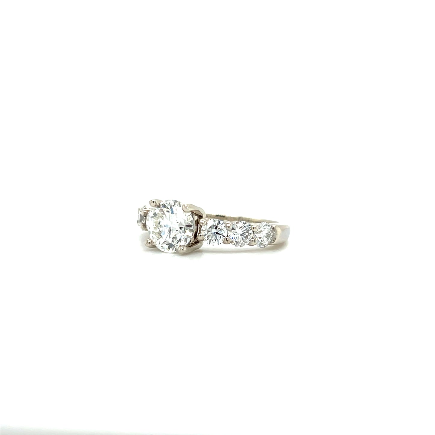 Diamond Ring with 2.43ctw of Diamonds in 14K White Gold. Right Side View.