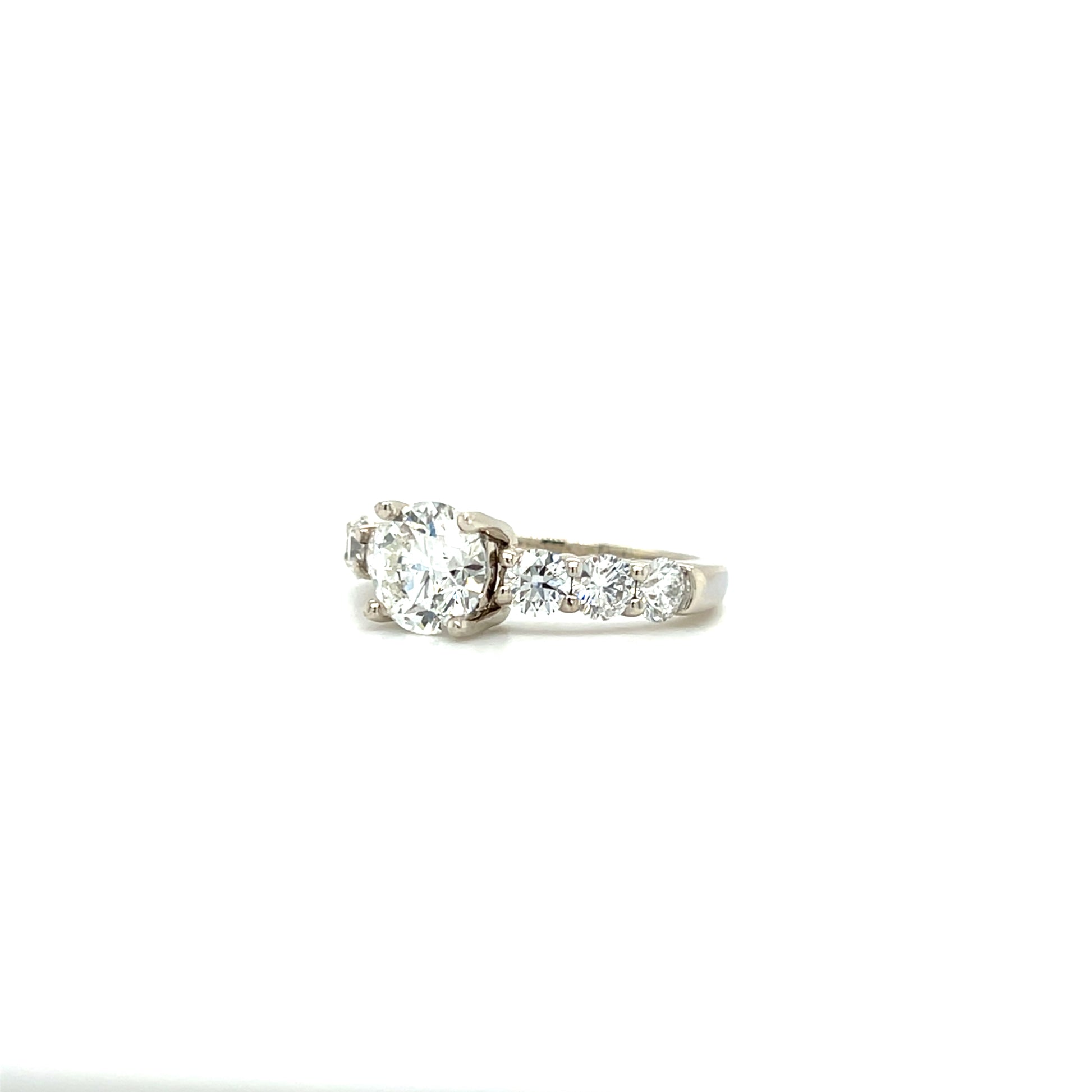 Diamond Ring with 2.43ctw of Diamonds in 14K White Gold. Right Side View.