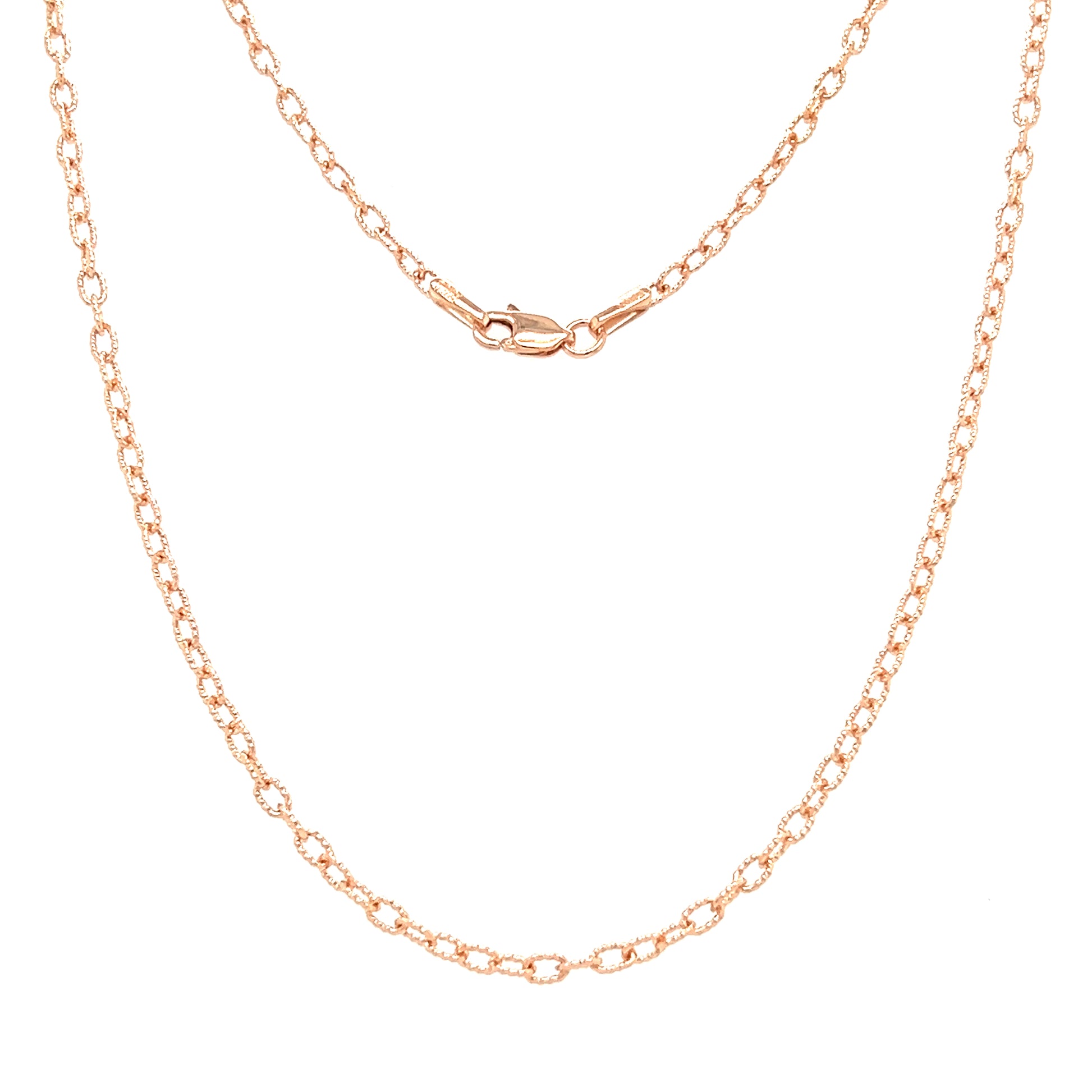 Fancy Rolo Chain 2.3mm with 18in of Length in 14K Rose Gold Full Chain View