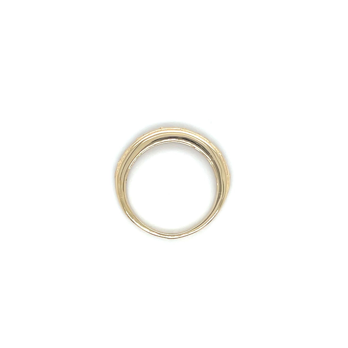 Filigree 3mm Ring with Milgrain Details in 14K Yellow Gold. Top View.
