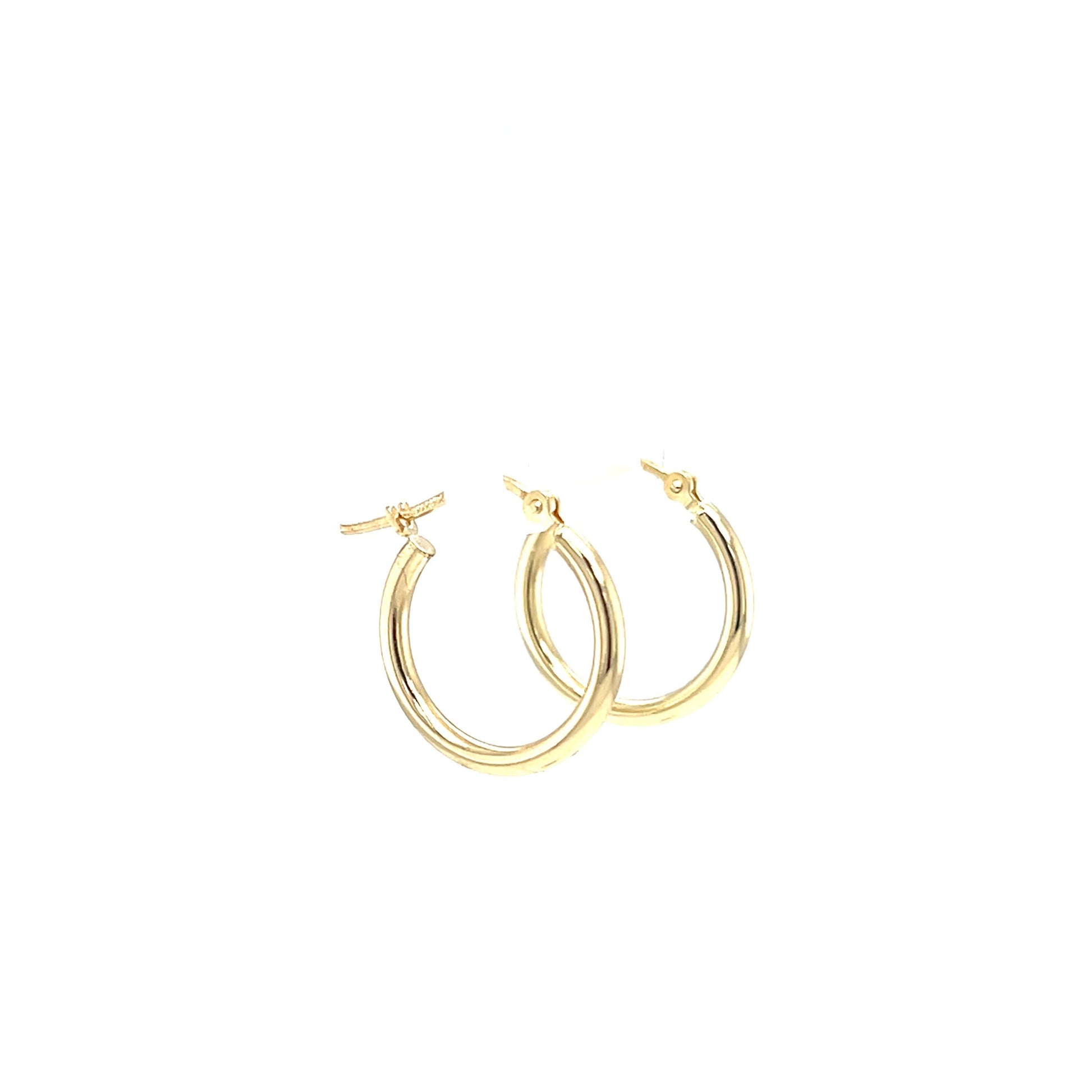 Round Hoop 17.5mm Earrings with 2mm Width in 14K Yellow Gold. Angle View