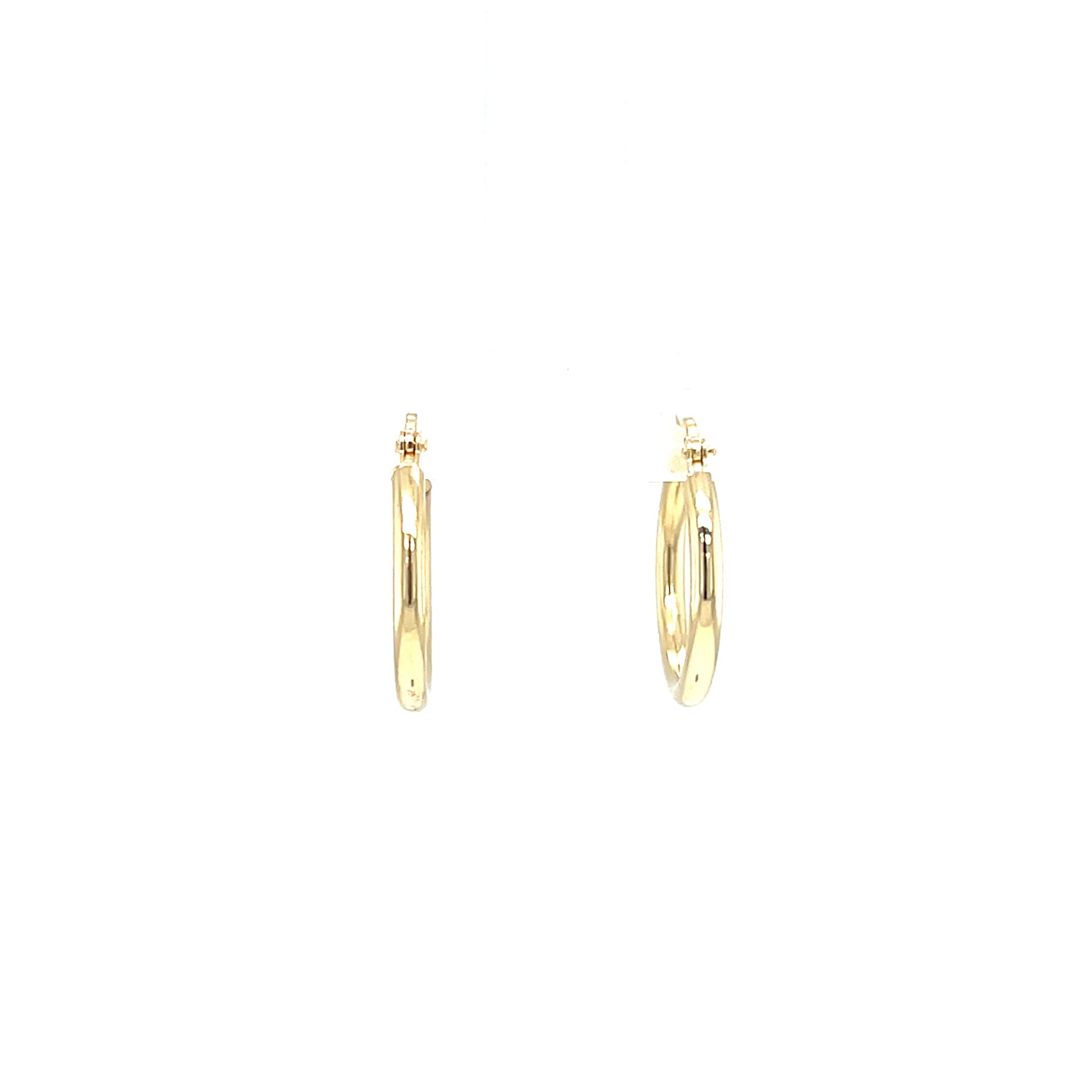 Round Hoop 17.5mm Earrings with 2mm Width in 14K Yellow Gold. Front View