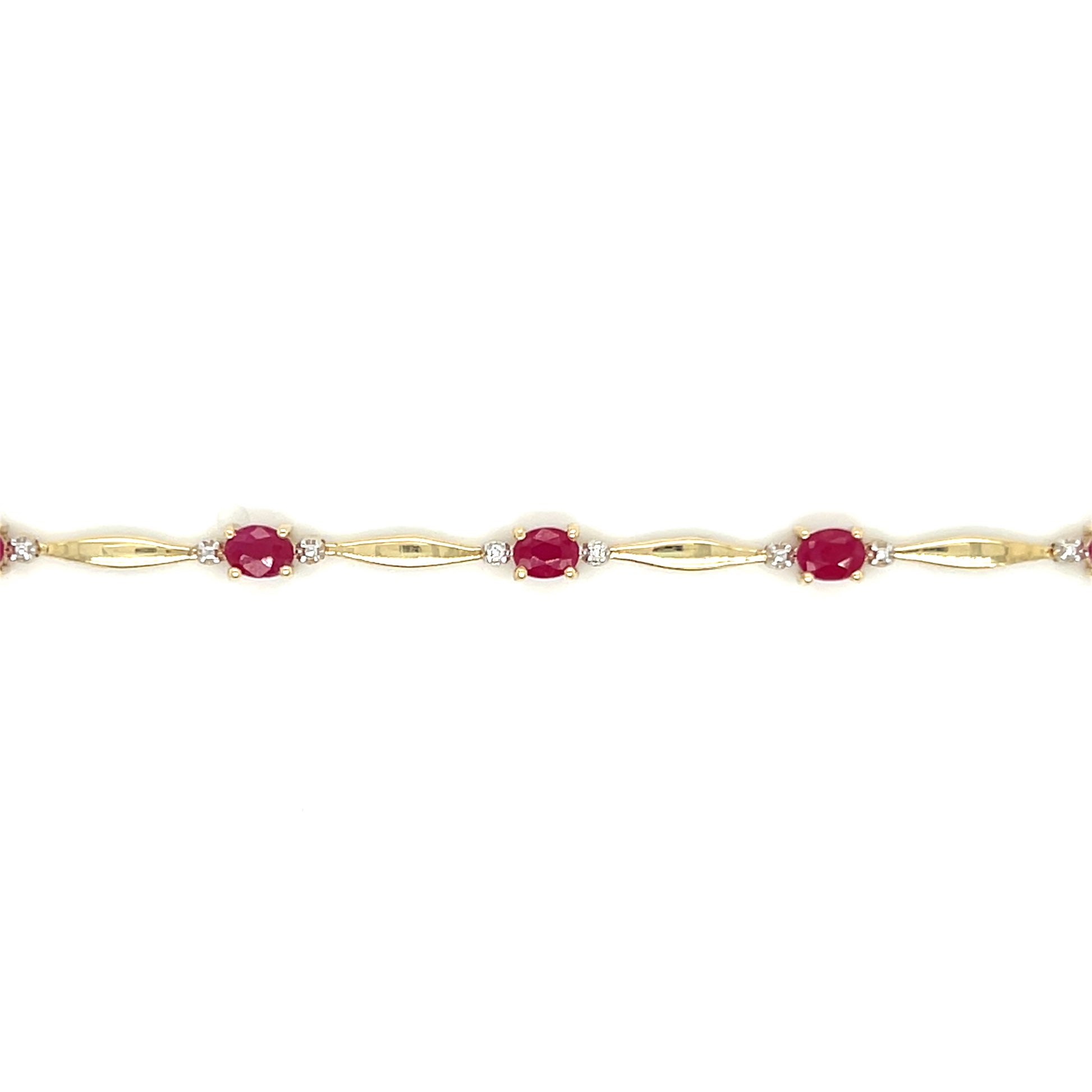 Ruby Bracelet with Diamond Accents in 10K Yellow Gold. Links View