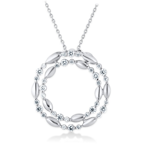 Diamond Double Circle Pendant With Chain