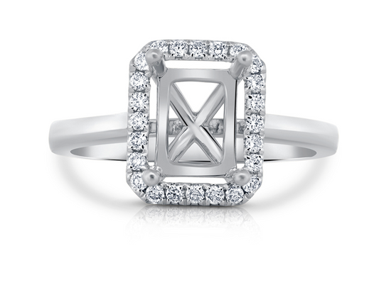Diamond Halo Engagement Ring For 8x6 E/C
