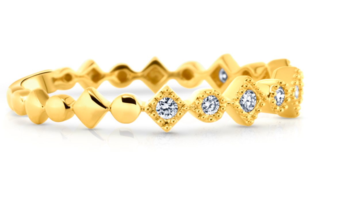 Multi Shape Diamond Bezel Set Ring